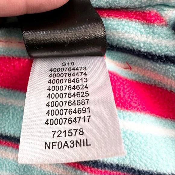 The North Face Atomic Pink Stripe Reversible Fleece Breezeway Hooded Jacket Baby - Picture 14 of 14
